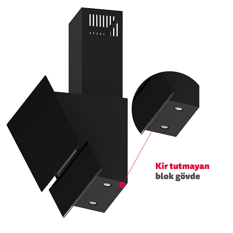 Simfer 8703 60CM Premium Dokunmatik Siyah Cam Davlumbaz - 2