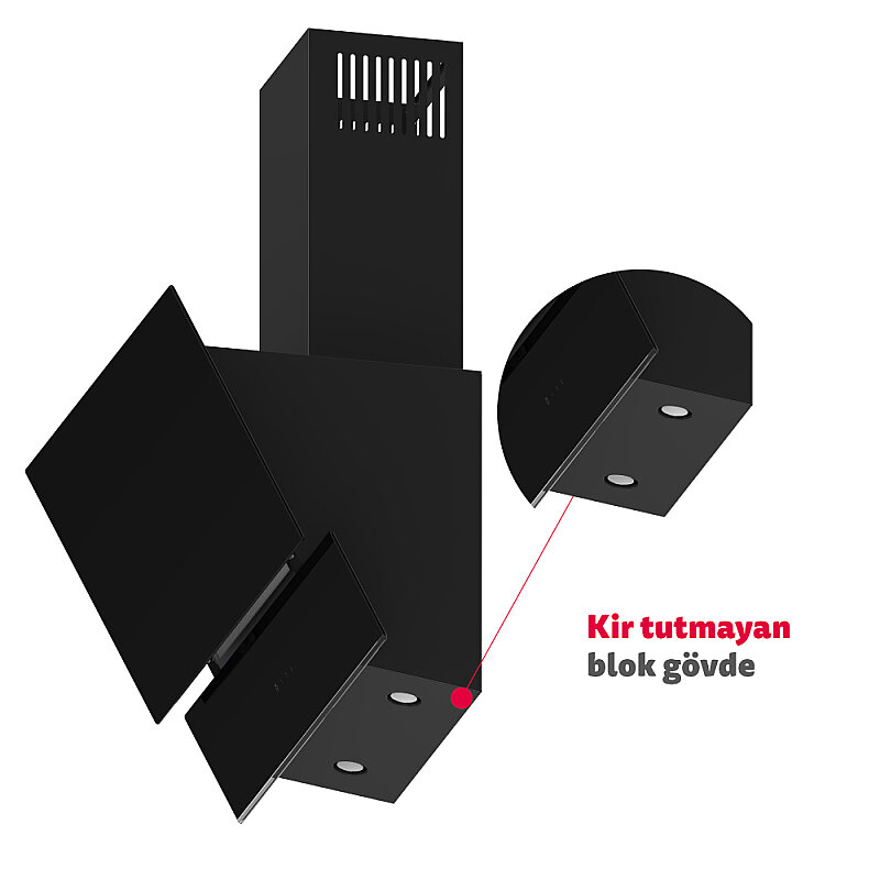 Simfer 8703 60CM Premium Dokunmatik Siyah Cam Davlumbaz - 2