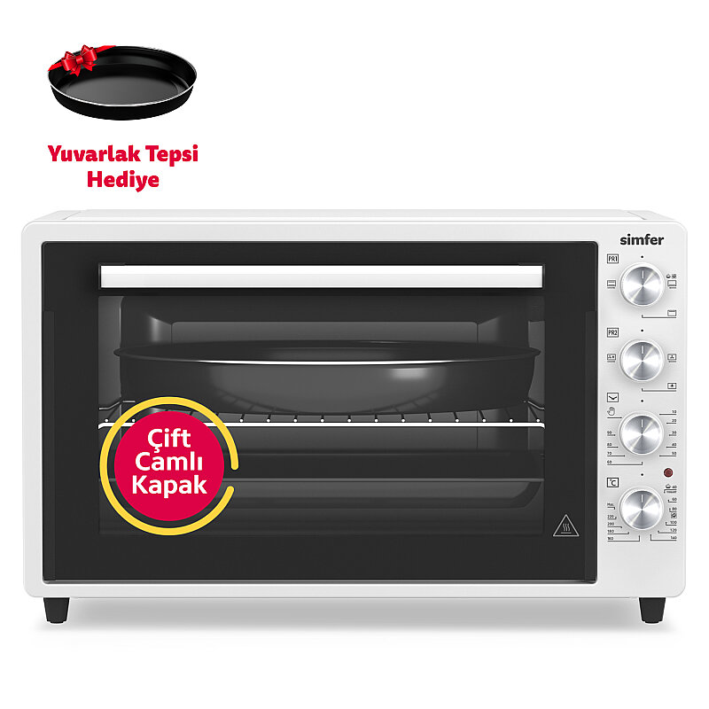 Simfer 7032 Beyaz 70 LT Turbo Fan Mini / Midi Fırın - 4 Fonksiyon, Yoğurt Yapma & Buz Çözme Özellikli - 1