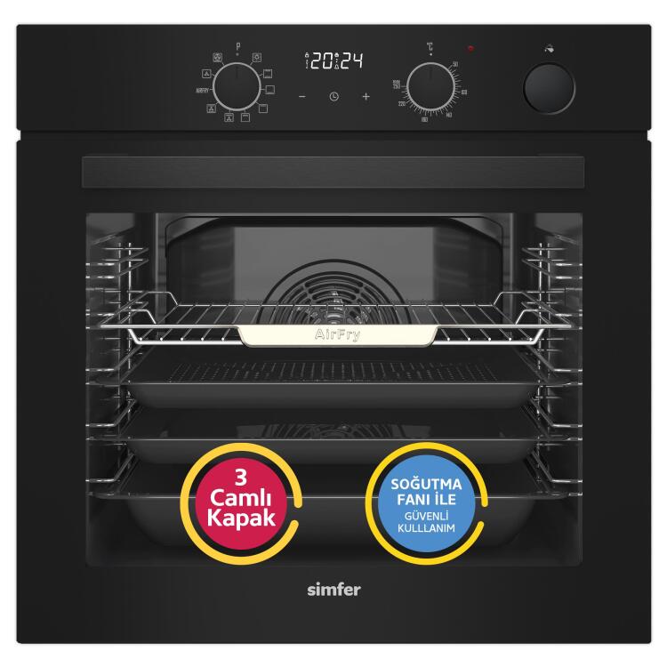 Simfer 8244 11 Fonksiyon Steam Master Ankastre Fırın Siyah Cam Dijital - SİMFER
