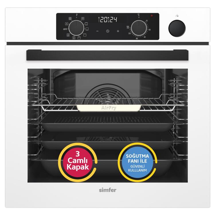 Simfer 11 Fonksiyon Steam Master Beyaz 3'lü Ankastre Set (8245 Fırın + 3654 Ocak + 8739 Davlumbaz) - 2