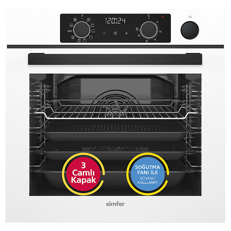 Simfer 11 Fonksiyon Steam Master Beyaz 3'lü Ankastre Set (8245 Fırın + 3509 Ocak + 8739 Davlumbaz) - 2