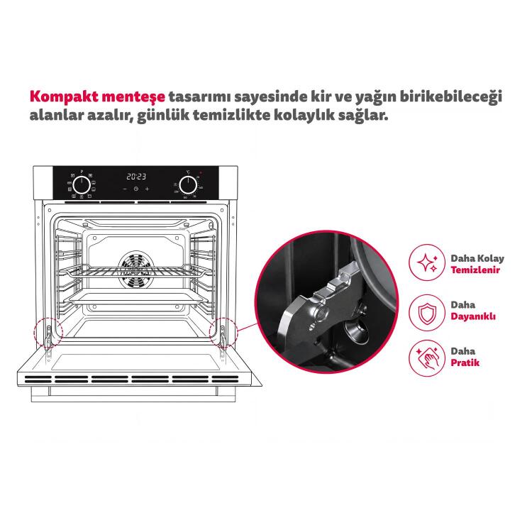 Carino 8402 0+3 Fonksiyon Dijital Gri Power Turbo Ankastre Fırın - 6