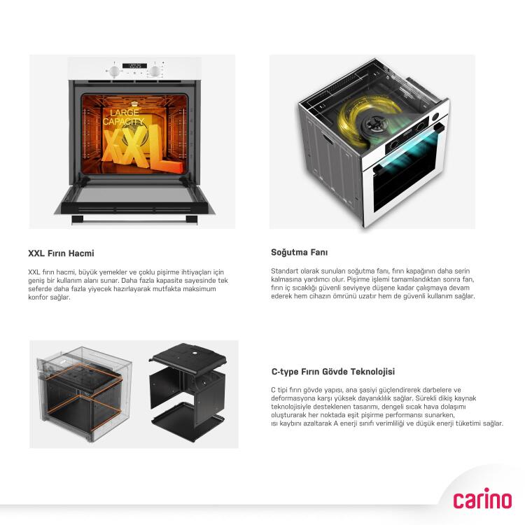 Carino 8403 0+3 Fonksiyon Dijital Siyah Power Turbo Ankastre Fırın - 3
