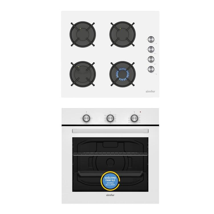 Simfer 0+3 Fonksiyon Mekanik, Beyaz 2'li Ankastre Set (8271 Fırın + 3048 Ocak) - SİMFER