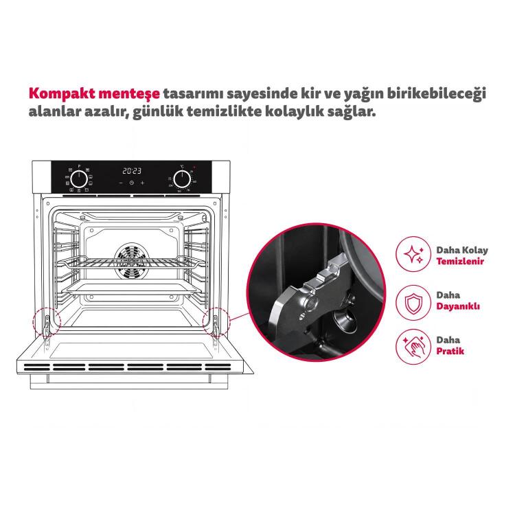 Simfer 0+8 Fonksiyon Trend Mekanik Gri Power Turbo 2'li Ankastre Set (Fırın+Ocak) - 6