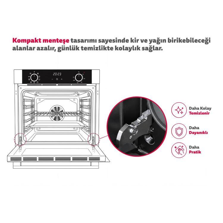 Simfer 0+8 Fonksiyon Trend Mekanik Gri Power Turbo 3'lü Ankastre Set (Fırın + Ocak + Davlumbaz) - 5