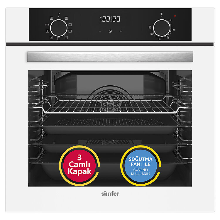 Simfer 10 Fonksiyon Airfry Beyaz 3'lü Ankastre Set (8216 Fırın + 3507 Ocak + 8739 Davlumbaz) - 2