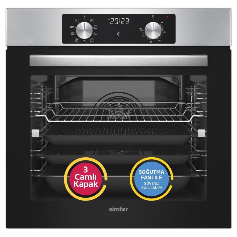 Simfer 10 Fonksiyon Airfry Plus Inox 3'lü Ankastre Set (8210 Fırın + 3653 Ocak + 8738 Davlumbaz) - 2