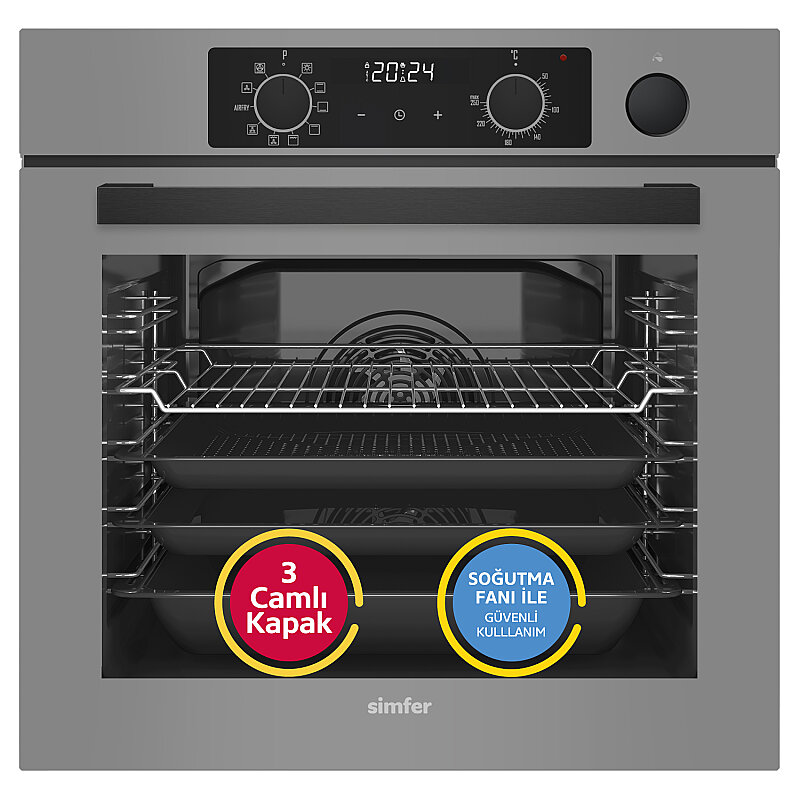 Simfer 0+10 Fonksiyon Steam Master Gri 2'li Ankastre Set (8246 Fırın + 3656 Ocak) - 2