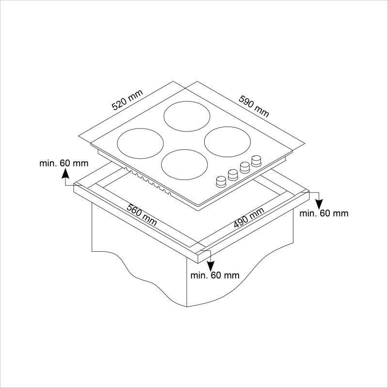 Simfer 3046 Siyah Ankastre Cam Ocak - 4