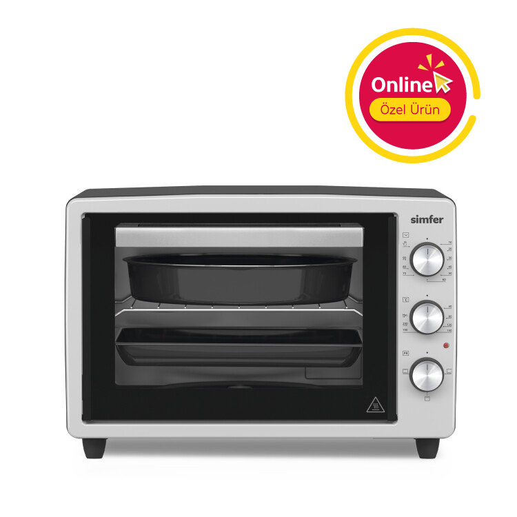 Simfer 3426 İnox Gri 34 LT Statik Mini / Midi Fırın - 4 Fonksiyon, Programlanabilir Pişirme & Isı Kontrol - 1