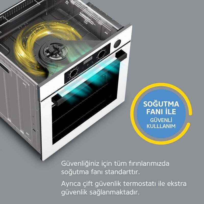 Simfer 4 Fonksiyon Trend Dijital Silver Power Turbo 3'lü Ankastre Set (Fırın + Ocak + Davlumbaz) - 8
