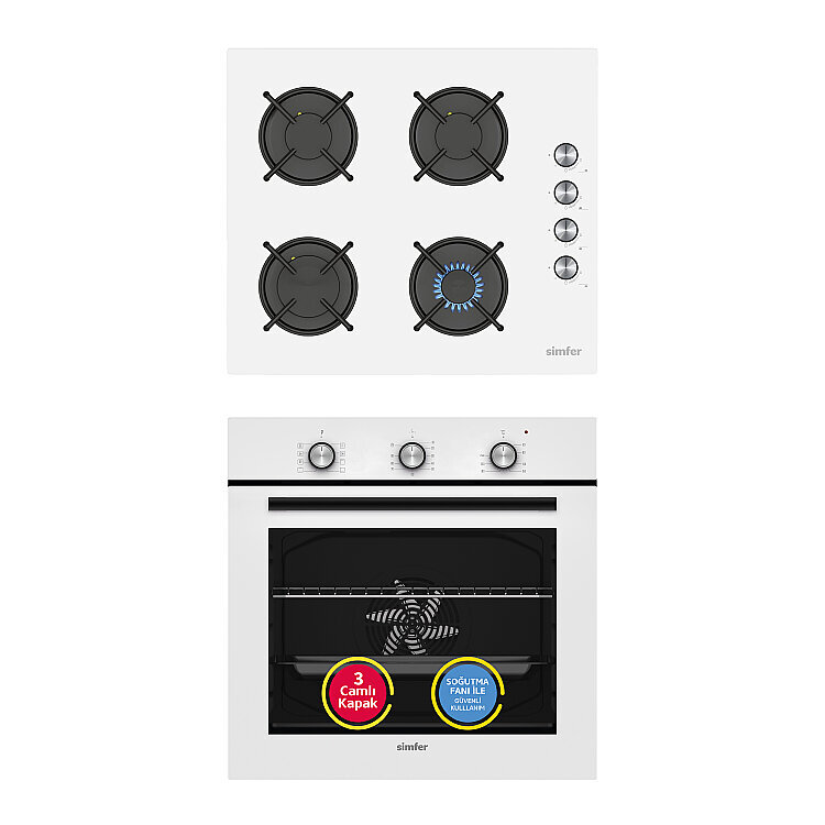 Simfer 0+8 Fonksiyon Trend Mekanik Beyaz Power Turbo 2'li Ankastre Set (8268 Fırın + 3048 Ocak) - SİMFER