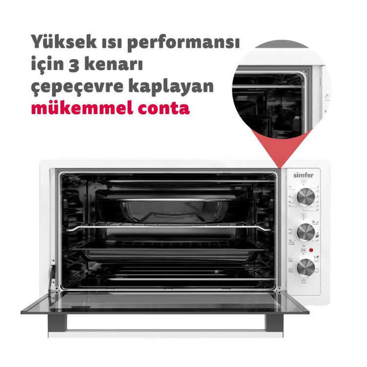 Simfer 4244 İnox Gri 42 LT Turbo Fan Mini / Midi Fırın - 6 Fonksiyon,Yoğurt Yapma, Buz Çözme & İç Aydınlatma - 8