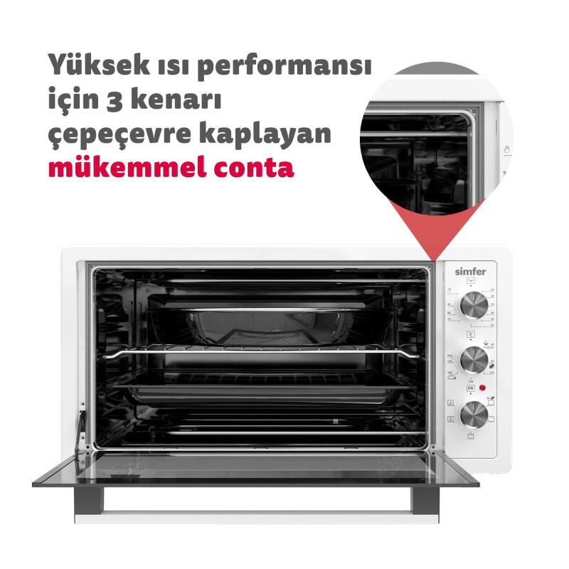Simfer 4244 İnox Gri 42 LT Turbo Fan Mini / Midi Fırın - 6 Fonksiyon,Yoğurt Yapma, Buz Çözme & İç Aydınlatma - 8