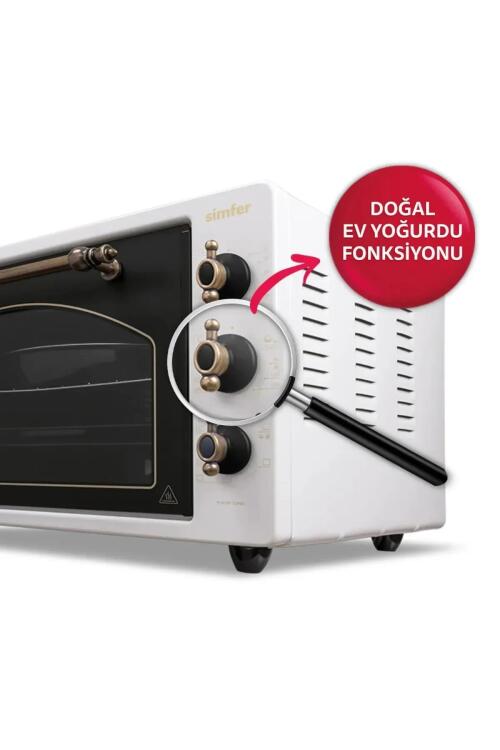 Simfer 4295 Retro Bej 42LT Turbo Fan Mini / Midi Fırın – 6 Fonksiyon, Yoğurt Yapma & Buz Çözme Özellikli - 6