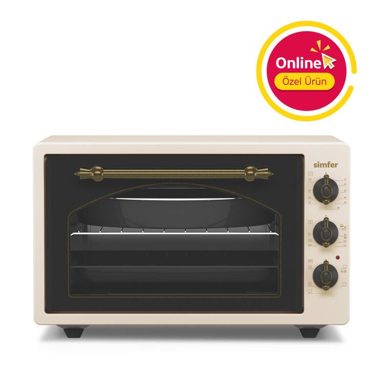 Simfer 4295 Retro Bej 42LT Turbo Fan Mini / Midi Fırın – 6 Fonksiyon, Yoğurt Yapma & Buz Çözme Özellikli - 1
