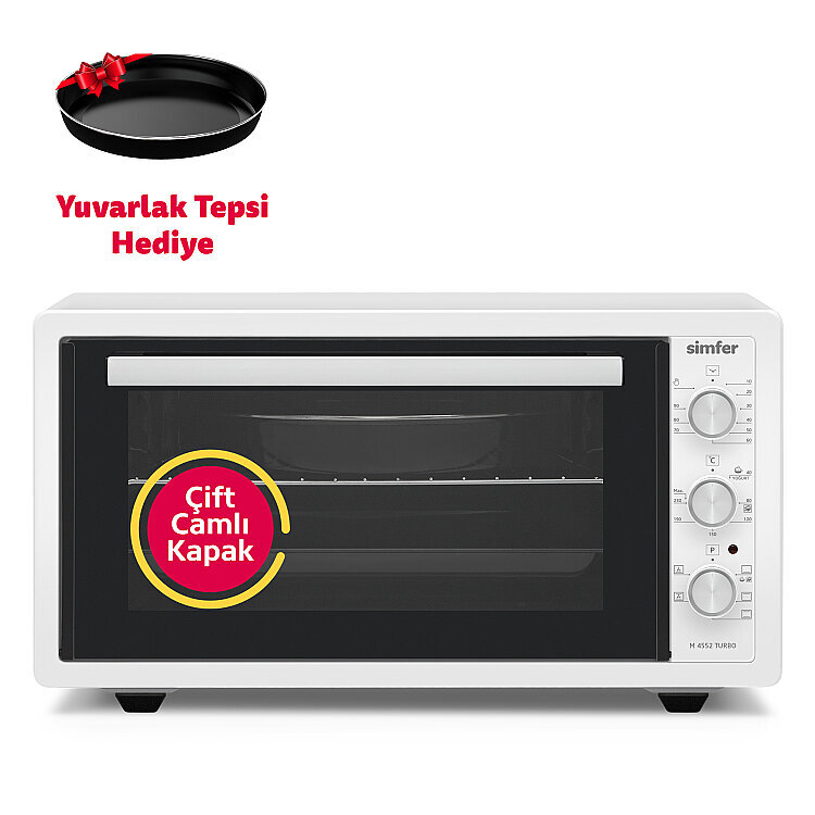 Simfer 4552 Beyaz 45 LT Turbo Fan Mini / Midi Fırın - 6 Fonksiyon,Yoğurt Yapma, Buz Çözme & İç Aydınlatma - SİMFER