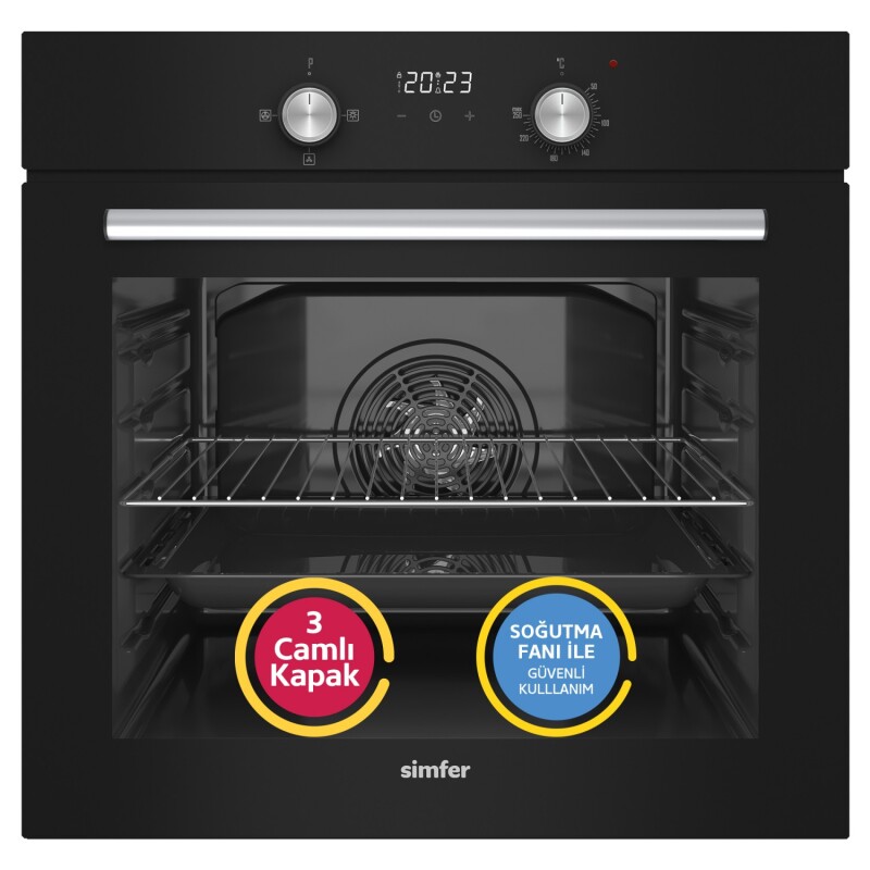 Simfer 8203 0+3 Fonksiyon Dijital Power Turbo Siyah, Cam Ankastre Fırın - 1