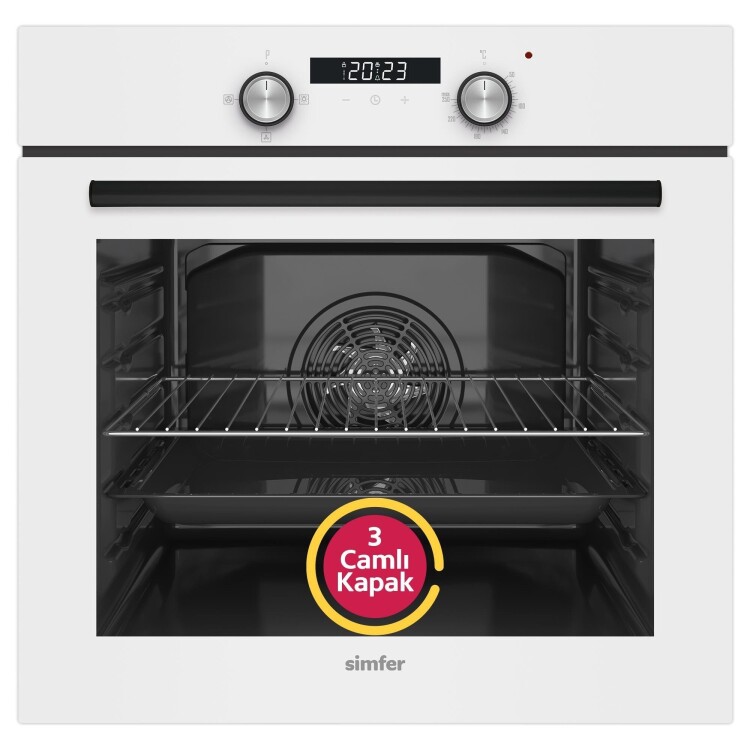Simfer 8204 0+3 Fonksiyon Dijital Power Turbo Beyaz, Cam Ankastre Fırın - SİMFER