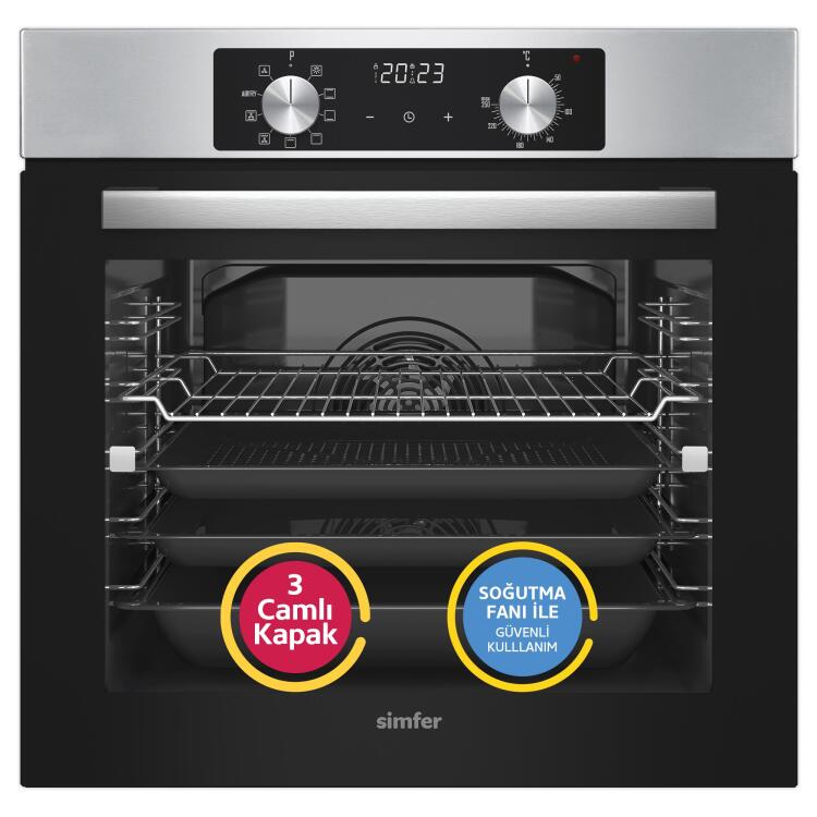Simfer 8210 0+9 Fonksiyon Airfry Plus Inox Ankastre Fırın Dijital - SİMFER