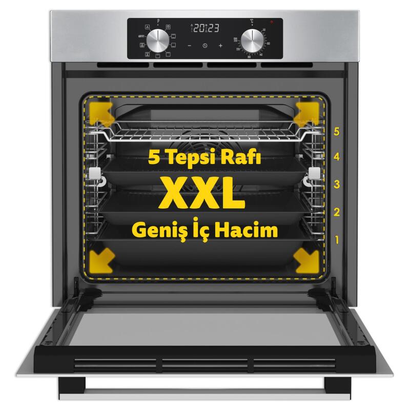 Simfer 8210 0+9 Fonksiyon Airfry Plus Inox Ankastre Fırın Dijital - 4