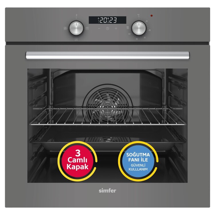 Simfer 8225 0+3 Fonksiyon Dijital Gri, Power Turbo Ankastre Fırın - SİMFER