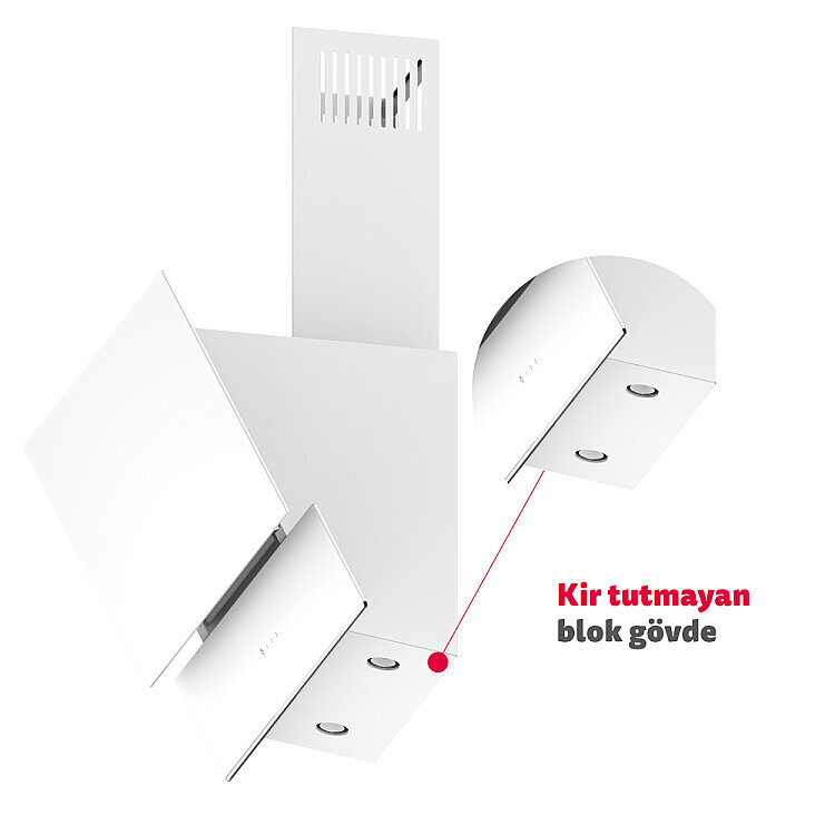 Simfer 8704 60CM Premium Dokunmatik Beyaz Cam Davlumbaz - 2
