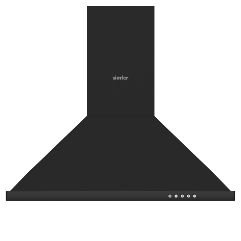 Simfer 8713 60 Cm Push Button, Siyah, Metal Piramit Davlumbaz - 1