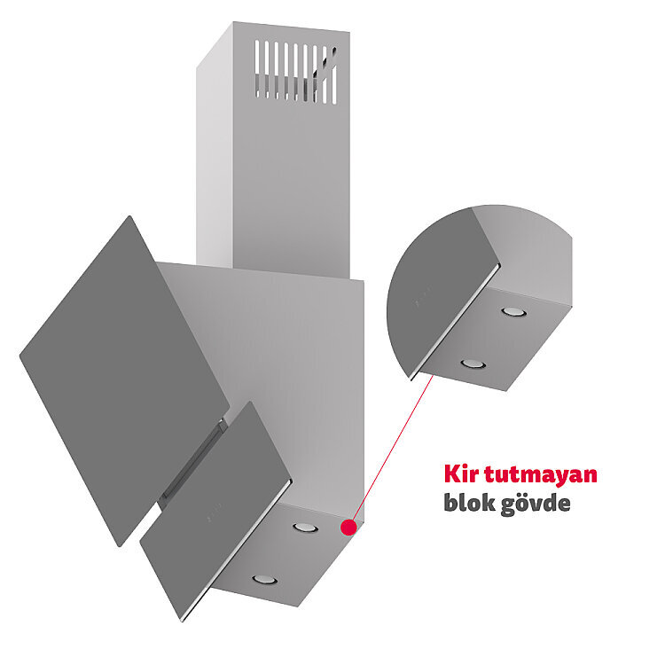 Simfer 8736 60CM Premium Dokunmatik Gri Cam Davlumbaz - 2