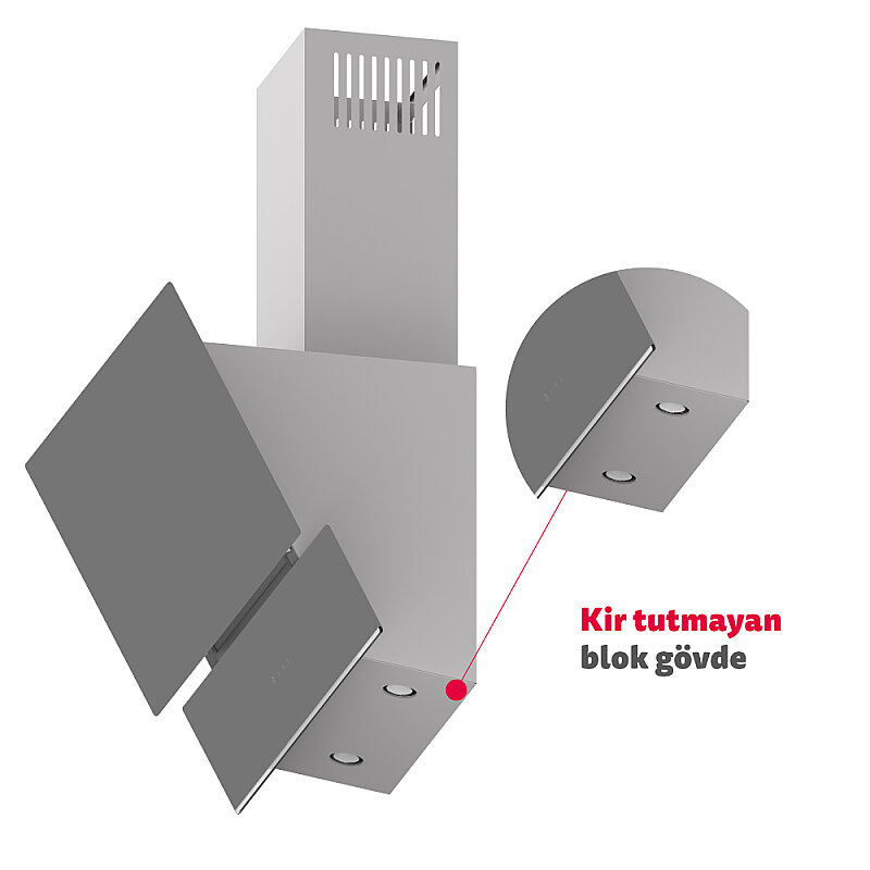 Simfer 8736 60CM Premium Dokunmatik Gri Cam Davlumbaz - 2
