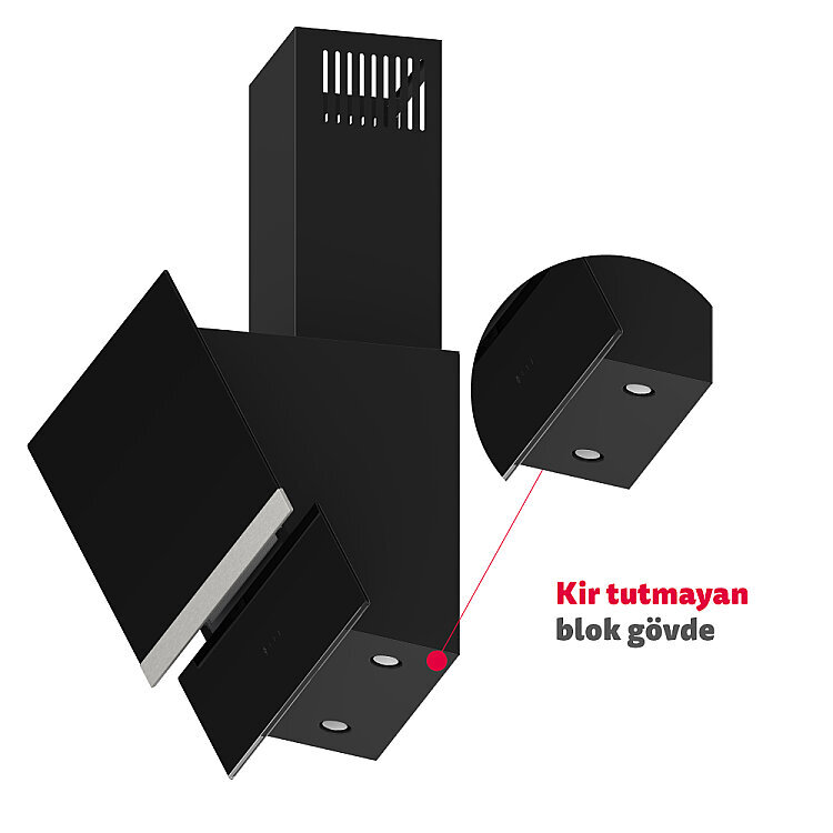Simfer 8738 60CM Premium Dokunmatik Inox Dekorlu Cam Davlumbaz - 2