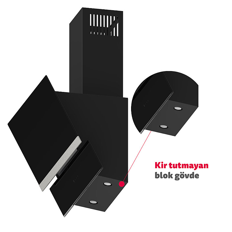 Simfer 8738 60CM Premium Dokunmatik Inox Dekorlu Cam Davlumbaz - 2