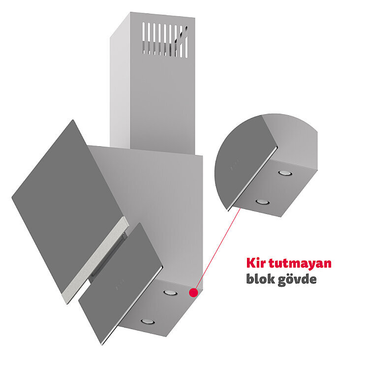 Simfer 8740 60CM Premium Dokunmatik Gri Cam Dekorlu Davlumbaz - 2
