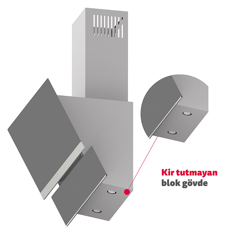 Simfer 8740 60CM Premium Dokunmatik Gri Cam Dekorlu Davlumbaz - 2