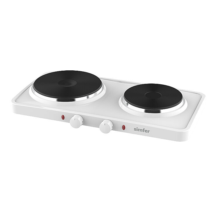 Simfer HP2500W Beyaz Hot Plate İki Gözlü Elektrikli Ocak (Çift Emniyetli Termostat , 2500W Krom Çember) - SİMFER