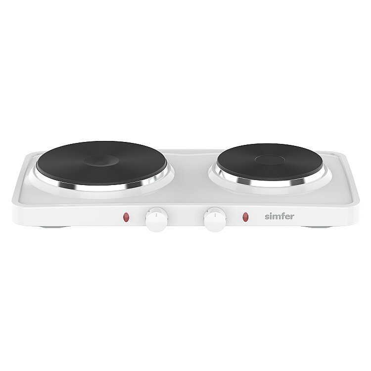 Simfer HP2500W Beyaz Hot Plate İki Gözlü Elektrikli Ocak (Çift Emniyetli Termostat , 2500W Krom Çember) - 2