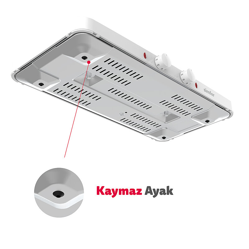 Simfer HP2500W Beyaz Hot Plate İki Gözlü Elektrikli Ocak (Çift Emniyetli Termostat , 2500W Krom Çember) - 3