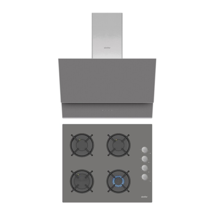 Simfer QS Gri 2'li Cam Ankastre Set (3538 Ocak + 8736 Davlumbaz) - Simfer