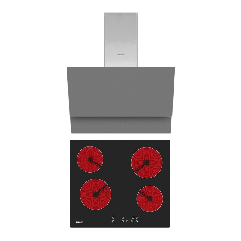 Simfer QS Gri Elektrikli 2'li Ankastre Set (Elektirikli Ocak + Davlumbaz) - 1