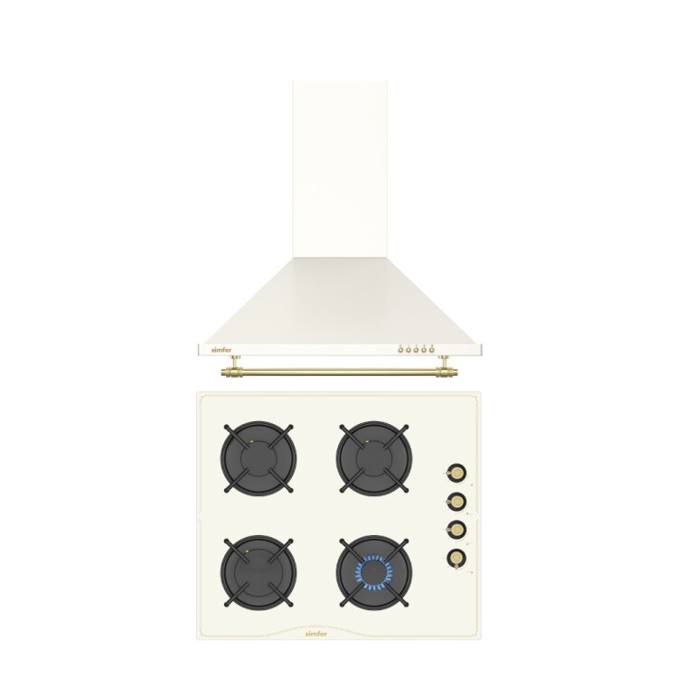 Simfer Retro Bej 2'li Cam Ankastre Set (3326 Ocak + 8716 Davlumbaz) - Simfer