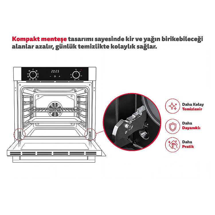 Simfer Trend Mekanik Gri 3'lü Cam Ankastre Set (Fırın + Ocak + Davlumbaz) - 6