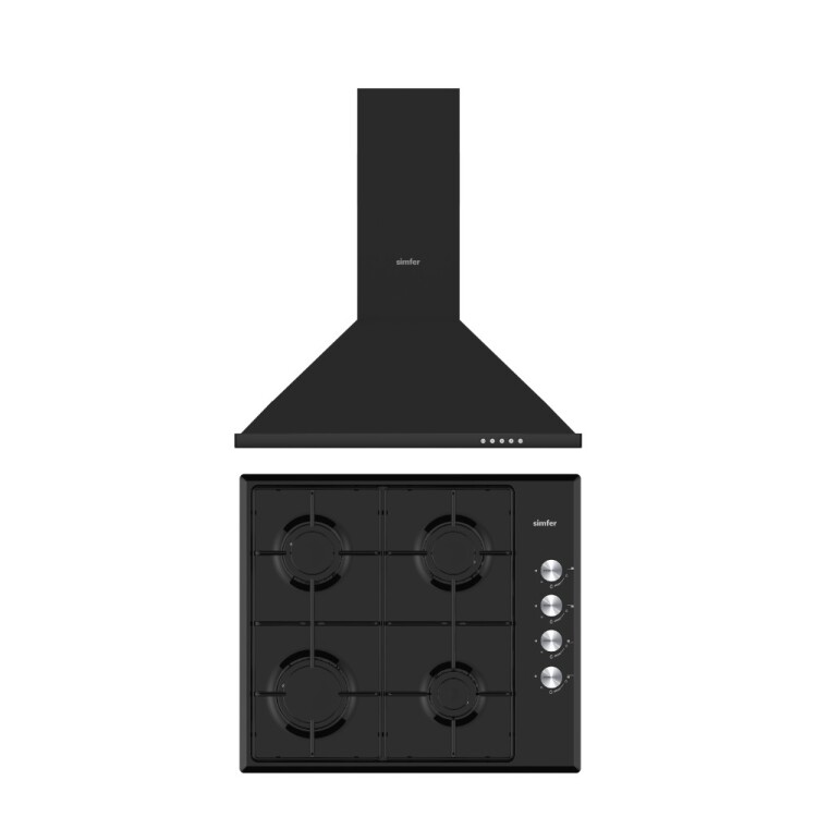 Simfer Trend Siyah 2'li Metal Ankastre Set (Ocak + Davlumbaz) - Simfer